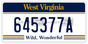 645377A  license plate in WV