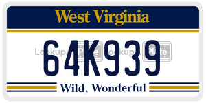 64K939  license plate in WV