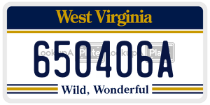650406A  license plate in WV