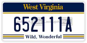 652111A  license plate in WV