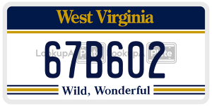 67B602  license plate in WV