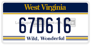 67D616  license plate in WV
