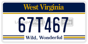 67T467  license plate in WV
