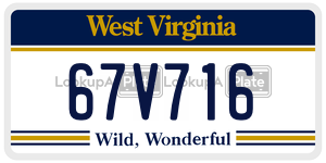 67V716 license plate in West Virginia