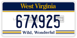67X925  license plate in WV