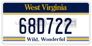 68D722  license plate in WV