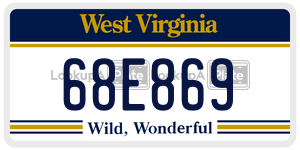68E869  license plate in WV