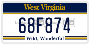 68F874  license plate in WV