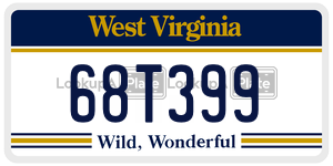 68T399  license plate in WV