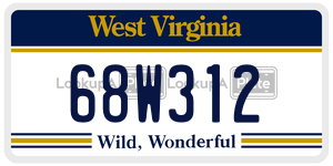 68W312 license plate in West Virginia