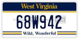 68W942  license plate in WV