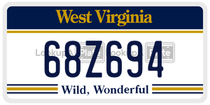 68Z694  license plate in WV