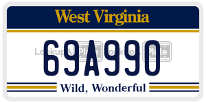 69A990  license plate in WV