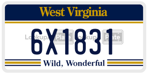 6X1831  license plate in WV