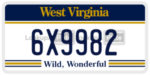 6X9982  license plate in WV