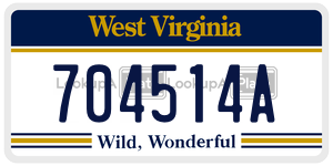 704514A  license plate in WV