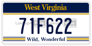 71F622  license plate in WV
