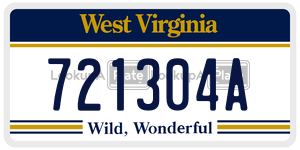 721304A  license plate in WV
