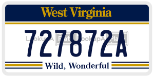 727872A  license plate in WV