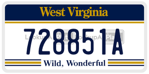 728851A  license plate in WV