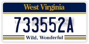 733552A  license plate in WV