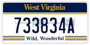 733834A  license plate in WV