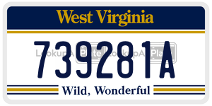 739281A  license plate in WV