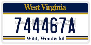 744467A  license plate in WV