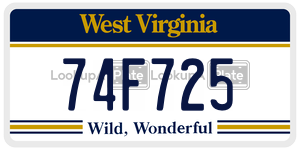 74F725  license plate in WV