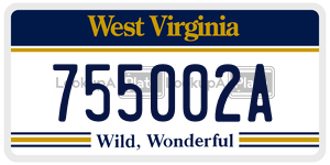 755002A  license plate in WV
