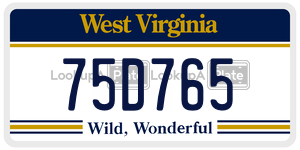 75D765  license plate in WV