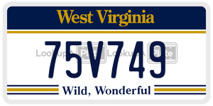 75V749  license plate in WV