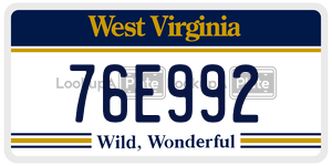 76E992  license plate in WV