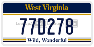 77D278  license plate in WV