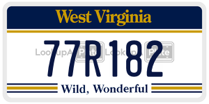 77R182  license plate in WV