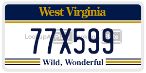 77X599  license plate in WV