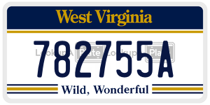 782755A  license plate in WV