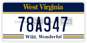 78A947  license plate in WV