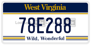 78E288  license plate in WV