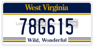 78G615 license plate in West Virginia