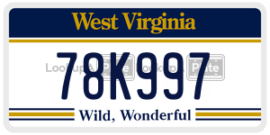 78K997  license plate in WV