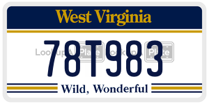 78T983  license plate in WV