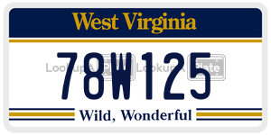78W125  license plate in WV
