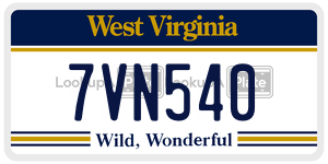 7VN540  license plate in WV