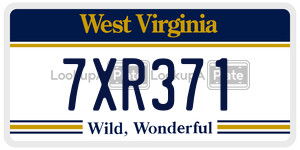 7XR371  license plate in WV