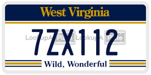 7ZX112  license plate in WV