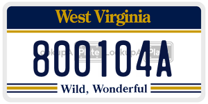 800104A  license plate in WV