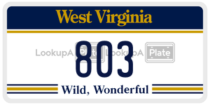 803 license plate in West Virginia
