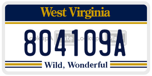804109A  license plate in WV