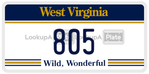 805  license plate in WV